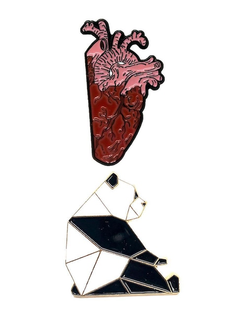 Set de pin Sarosa corazón y panda