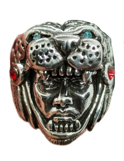 Anillo de guerrero jaguar Vadalú Plata Cazador P 925 de plata pulido