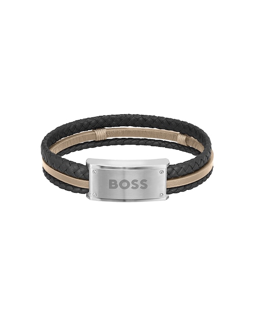 Brazalete HUGO de piel con acabado brillante