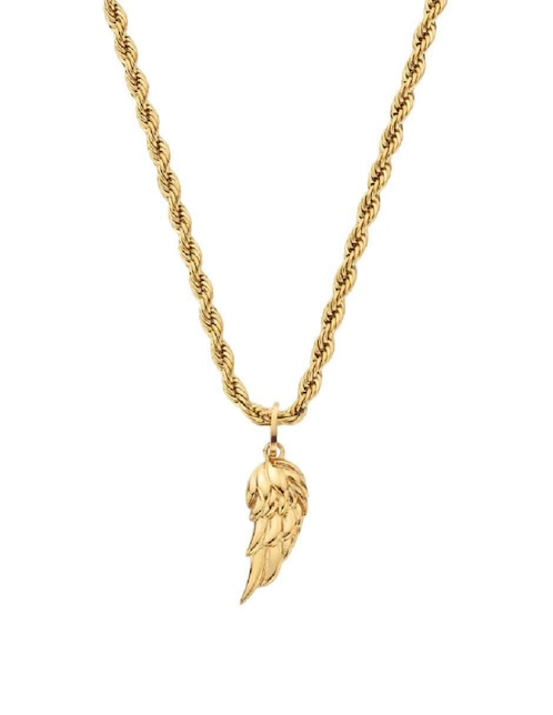 Collar de pluma Cruze de baño de oro 18 K