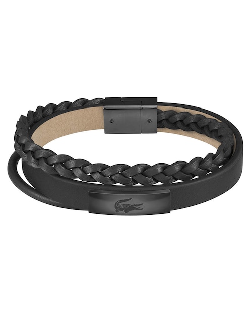 PULSERA LACOSTE 2040318 PIEL, NEGRO