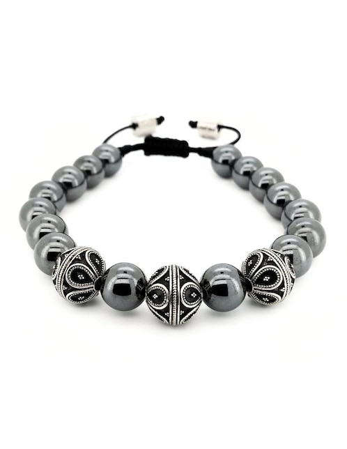 Pulsera caos de plata P 925 Bloodstone con acabado brillante