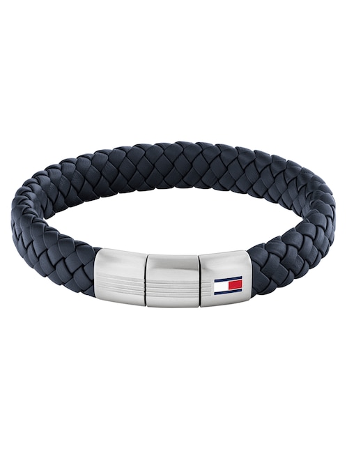 Pulsera Tommy Hilfiger de piel Round braided bracelet con acabado mate