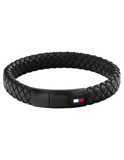 Brazalete Tommy Hilfiger de piel Round braided bracelet con acabado mate