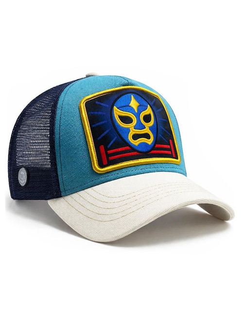 Gorra visera curva snapback casual Knite Lucha Libre Aqua para hombre