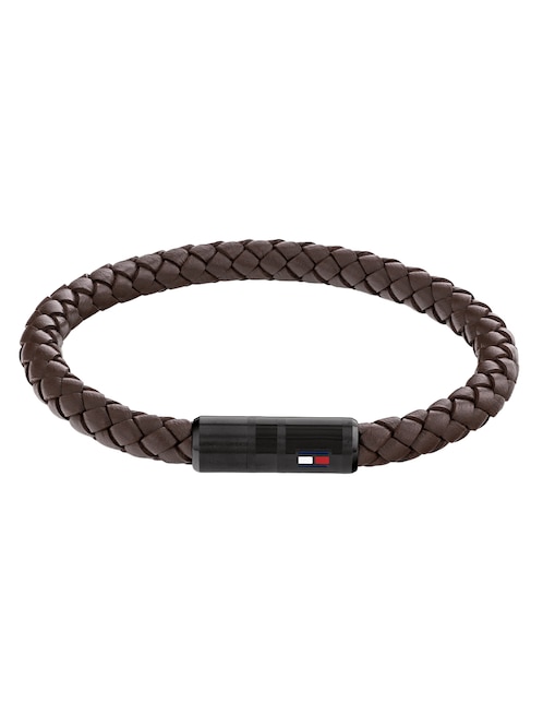 Brazalete Tommy Hilfiger Casual Leather Braided acabado brillante