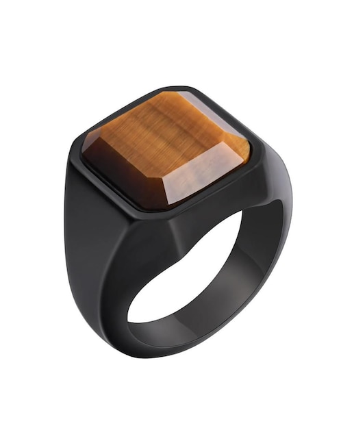 Anillo cuadrado Chulada Black ojo de tigre pulido