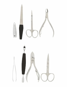 Set pedicure manual Three Seven de acero inoxidable con 8 piezas