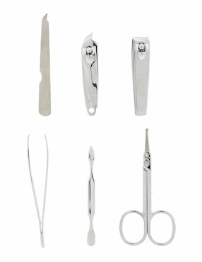 Set pedicure manual Three Seven de acero inoxidable con 6 piezas