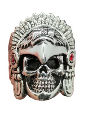 Anillo Vadalú Guerrero Azteca P925 De Plata Pedrería De Fantasía