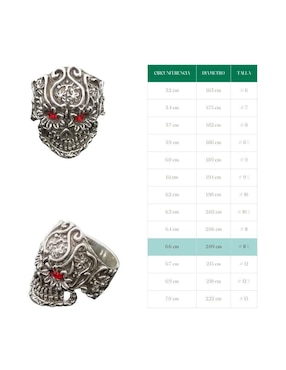 Anillo de cráneo Vadalú Plata Craneos P 925 de plata pulido