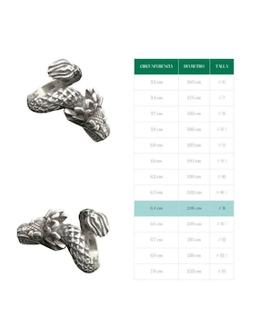 Anillo de serpiente Vadalú Plata Quetzalcóatl P 925 de plata brillante
