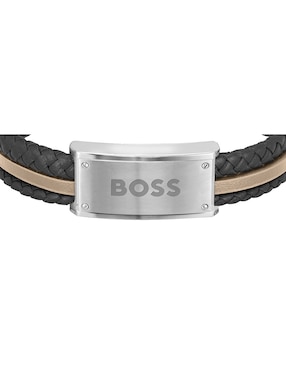 Brazalete HUGO de piel con acabado brillante
