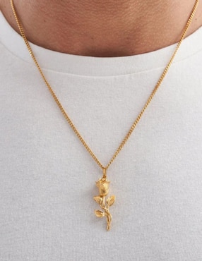 Collar de flor Cruze Rosa de baño de oro 18 K