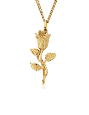 Collar de flor Cruze Rosa de baño de oro 18 K