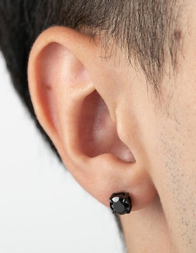 Aretes redondos Lotus Style Men con acabado brillante circonita