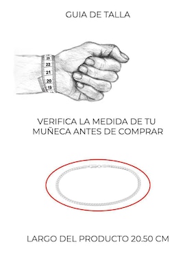 Pulsera Boscaini de plata P 925 Italiana con acabado baño rodio
