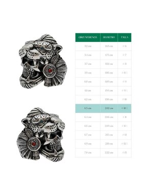 Anillo Vadalú Plata Guerrero Craneo Jaguar P 925 de plata pulido