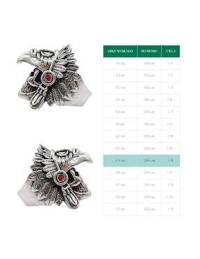 Anillo de cráneo Vadalú Plata Guerrero Águila P 925 de plata pulido