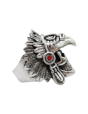 Anillo de cráneo Vadalú Plata Guerrero Águila P 925 de plata pulido