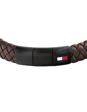 Pulsera Tommy Hilfiger de piel Round braided bracelet con acabado mate