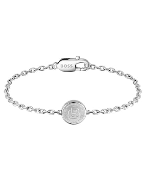 Brazalete Hugo Boss Double b coin con acabado brillante