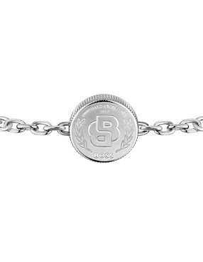 Brazalete Hugo Boss Double b coin con acabado brillante