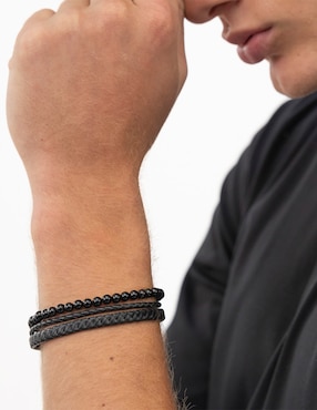 Brazalete Hugo Boss Sphere mixed con acabado mate