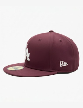 Gorra visera plana cerrada para béisbol New Era 5950 Maroon Los Angeles Dodgers para hombre