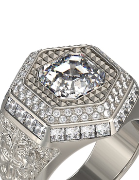 Anillo de león Guess cristal acabado pavé