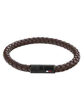 Brazalete Tommy Hilfiger Casual Leather Braided acabado brillante