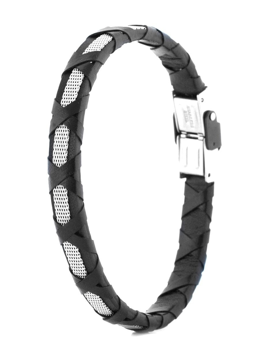 Pulsera de acero inoxidable con acabado tejido 2