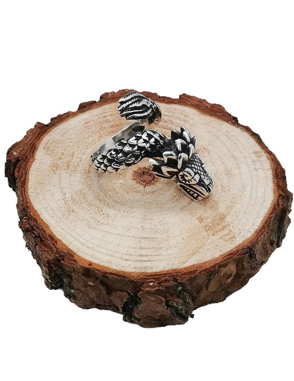 Anillo de serpiente Quetzalcóatl P 925 de plata brillante 2
