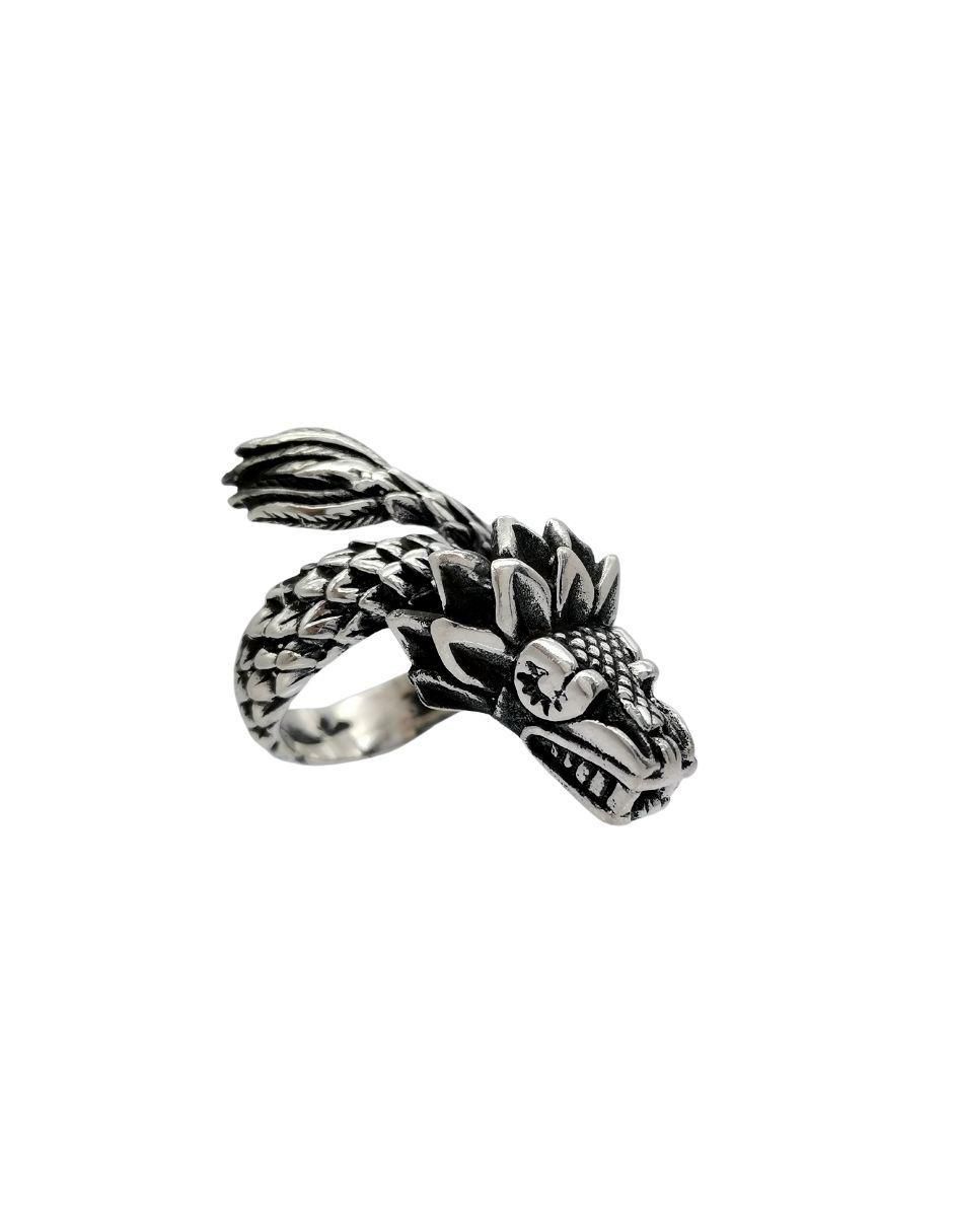 Anillo de serpiente Quetzalcóatl P 925 de plata brillante 3