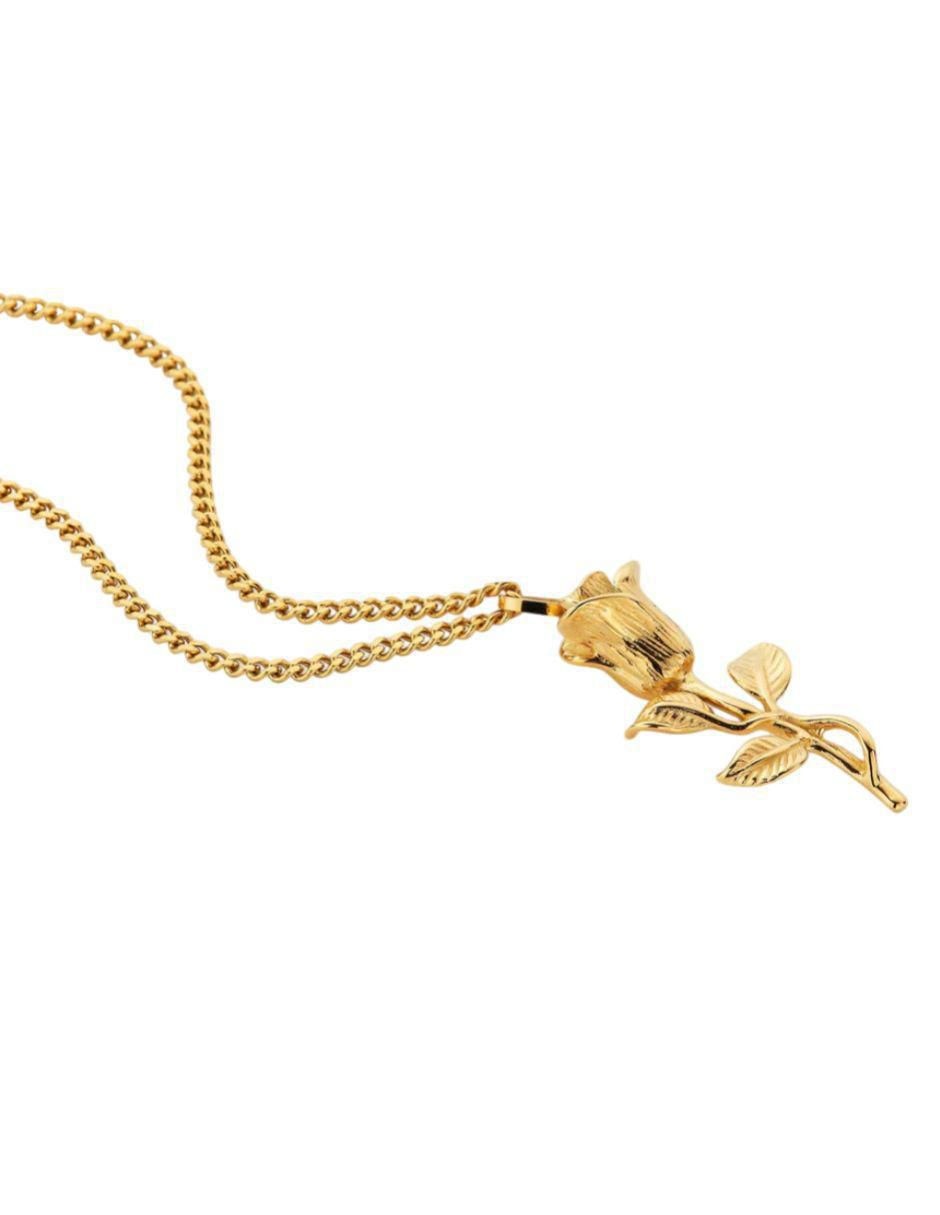 Collar de flor Rosa de baño de oro 18 K 2