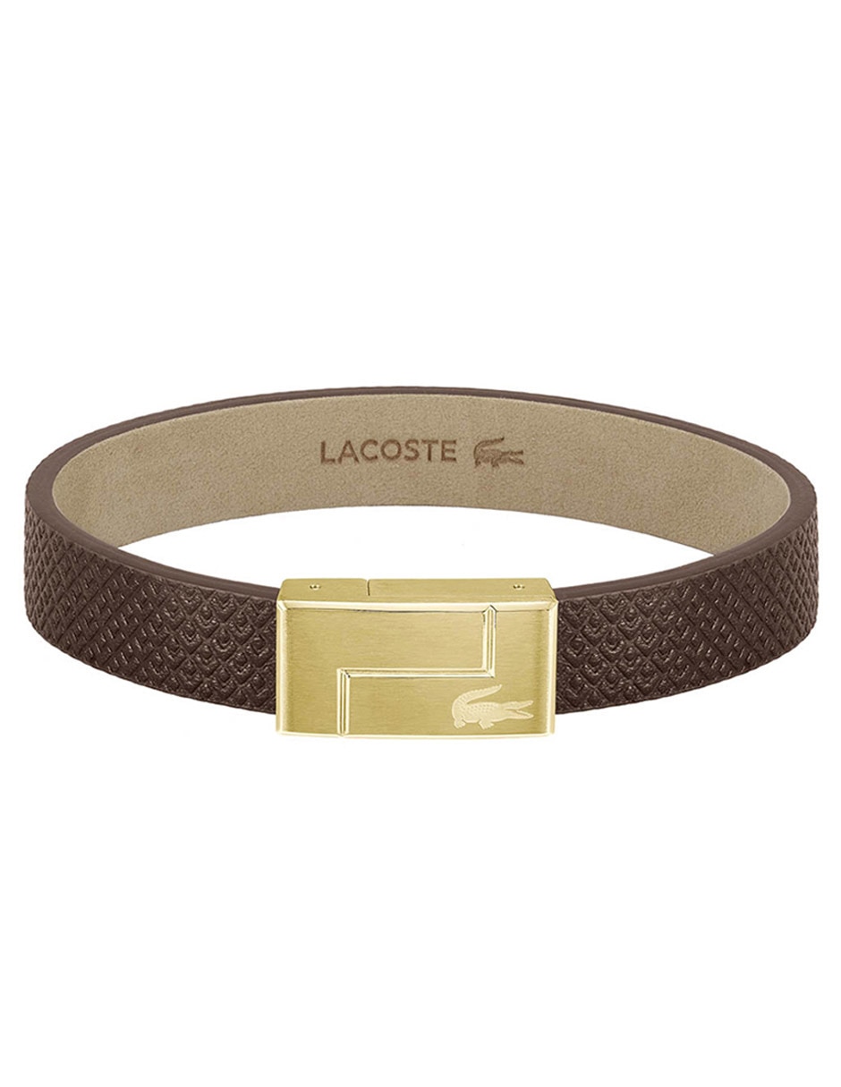 Pulsera Lacoste de piel Monogram Leather con acabado brillante