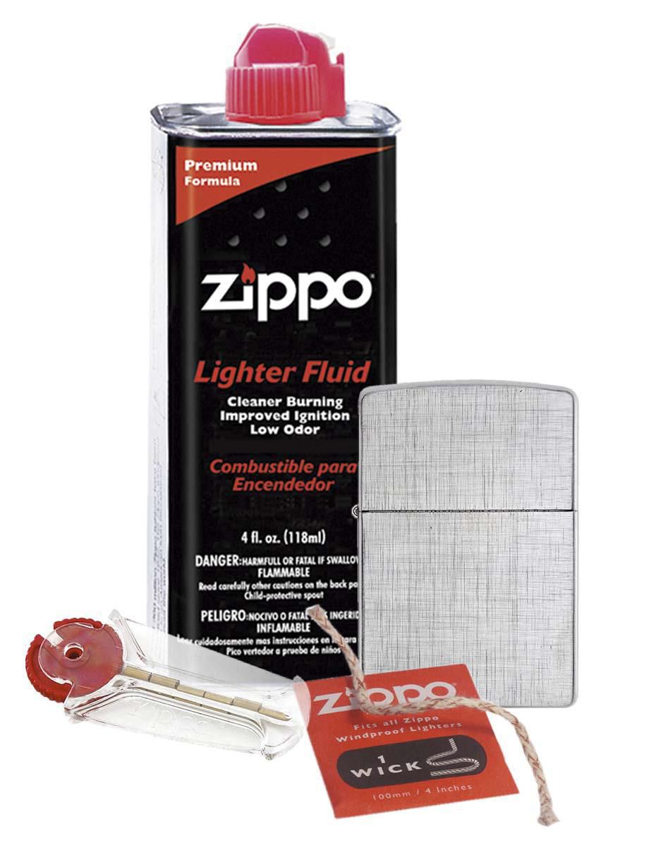 Set para fumar Zippo (gasolina, pedernal, encendedor de cromo cepillado) -  Swiss CBD Onlineshop - Hanfpost