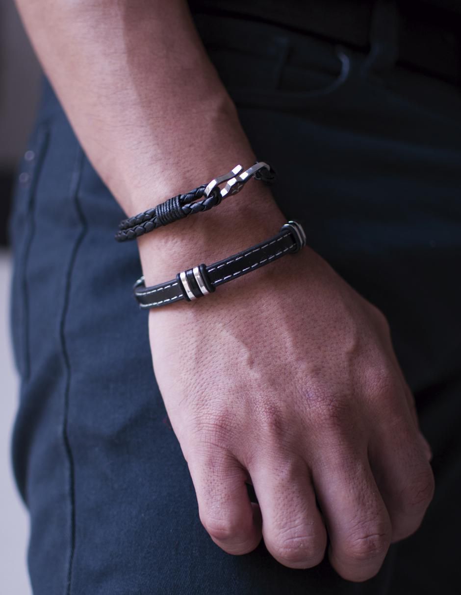 Pulsera kpenko "de" piel sin kilataje star hook "con acabado" brillante
