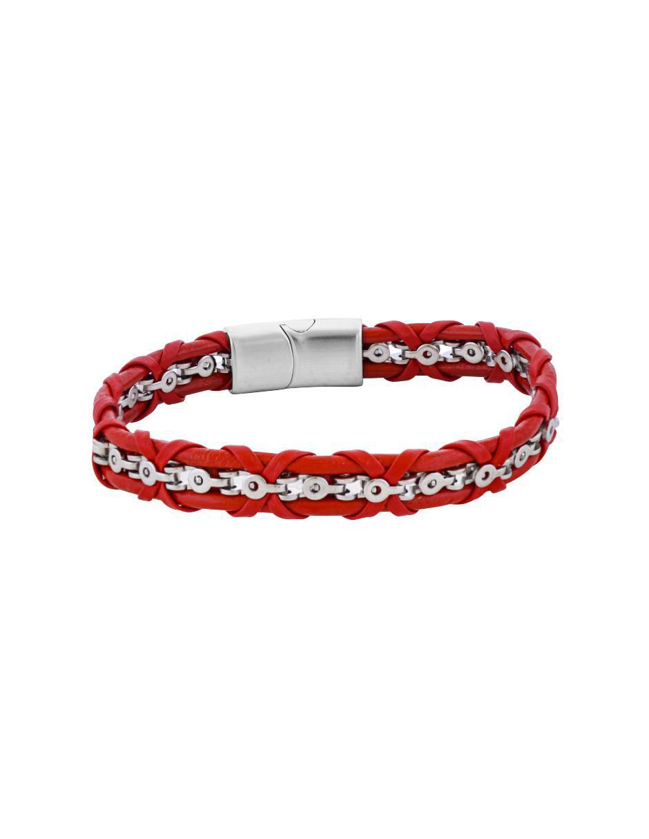 Pulsera kpenko "de" piel sin kilataje biker "con acabado" brillante