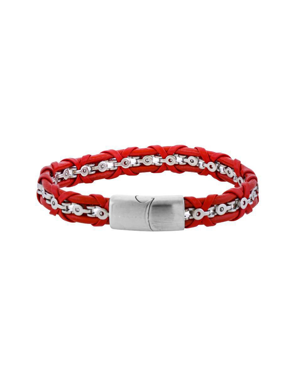 Pulsera kpenko "de" piel sin kilataje biker "con acabado" brillante