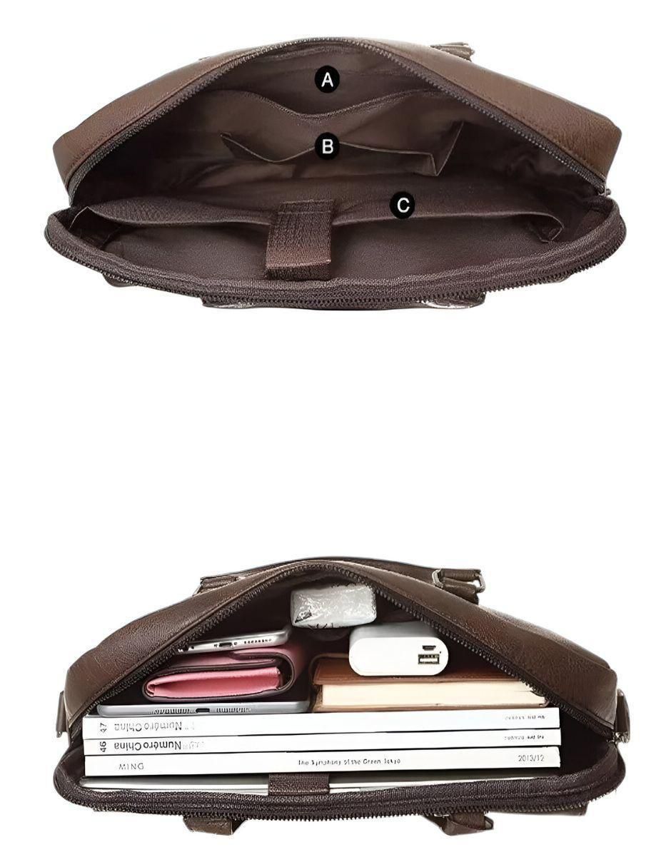 Maletín porta laptop 14 pulgadas de cuero 3