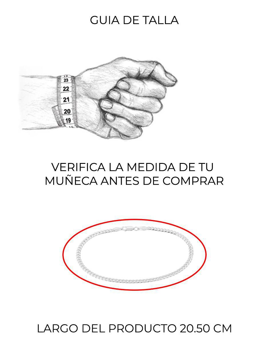 Pulsera de plata P 925 Italiana con acabado baño rodio 5