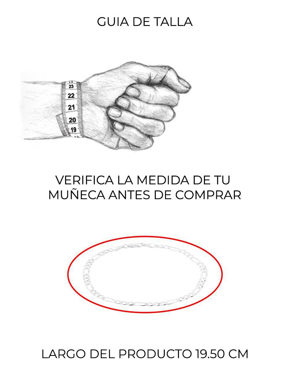 Pulsera de plata P 925 Italiana con acabado baño rodio 5
