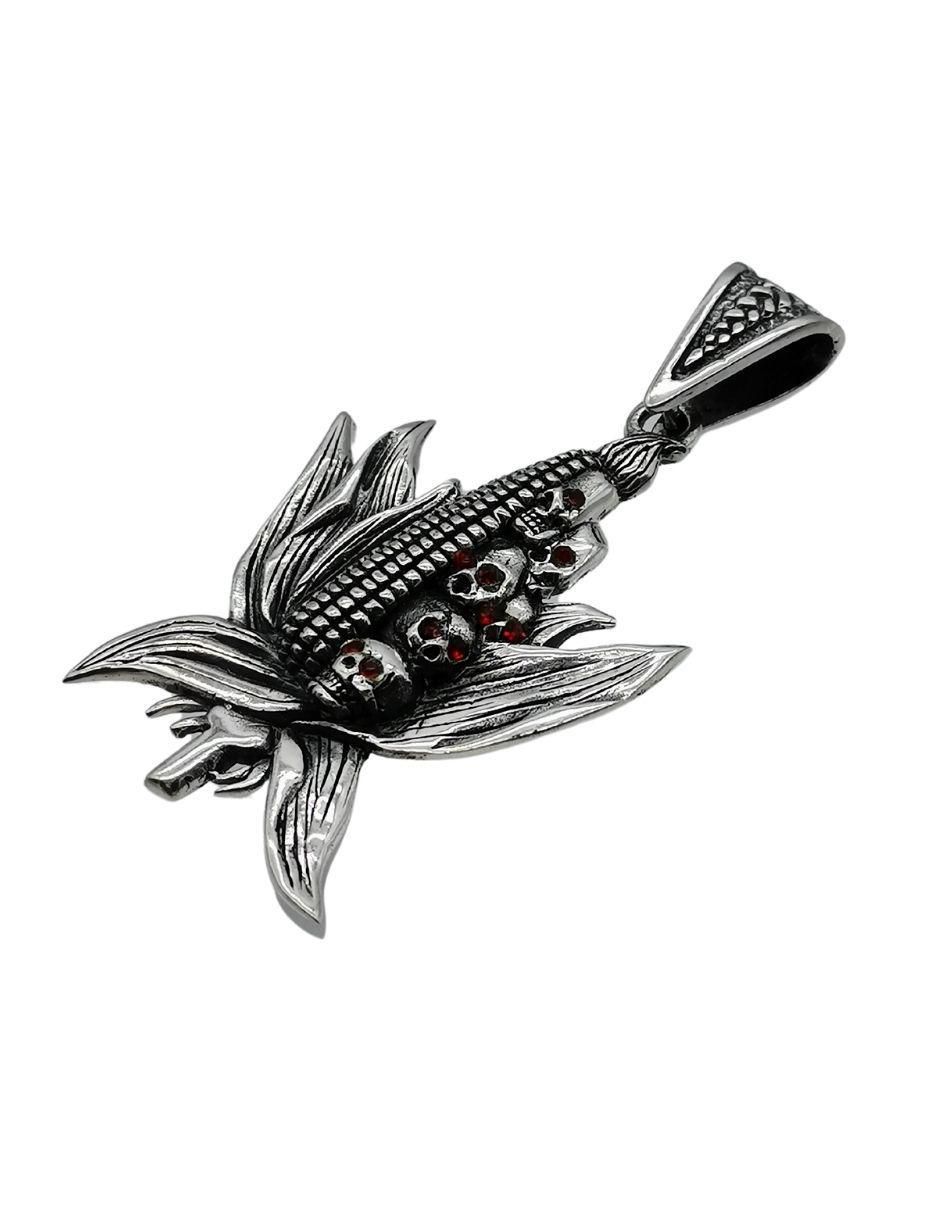Dije maíz con cráneos de plata P 925 2