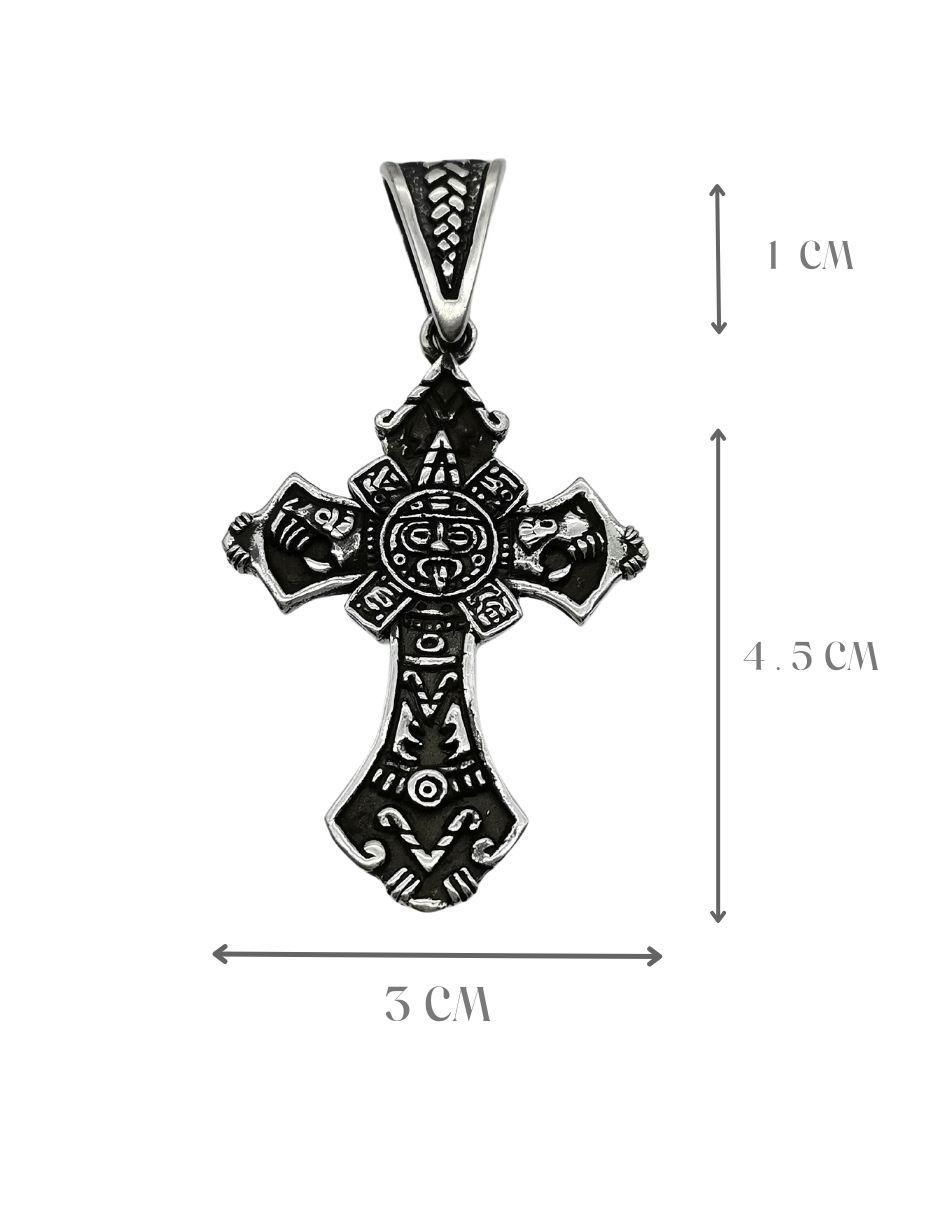 Dije de cruz prehispánico de plata P 925 6