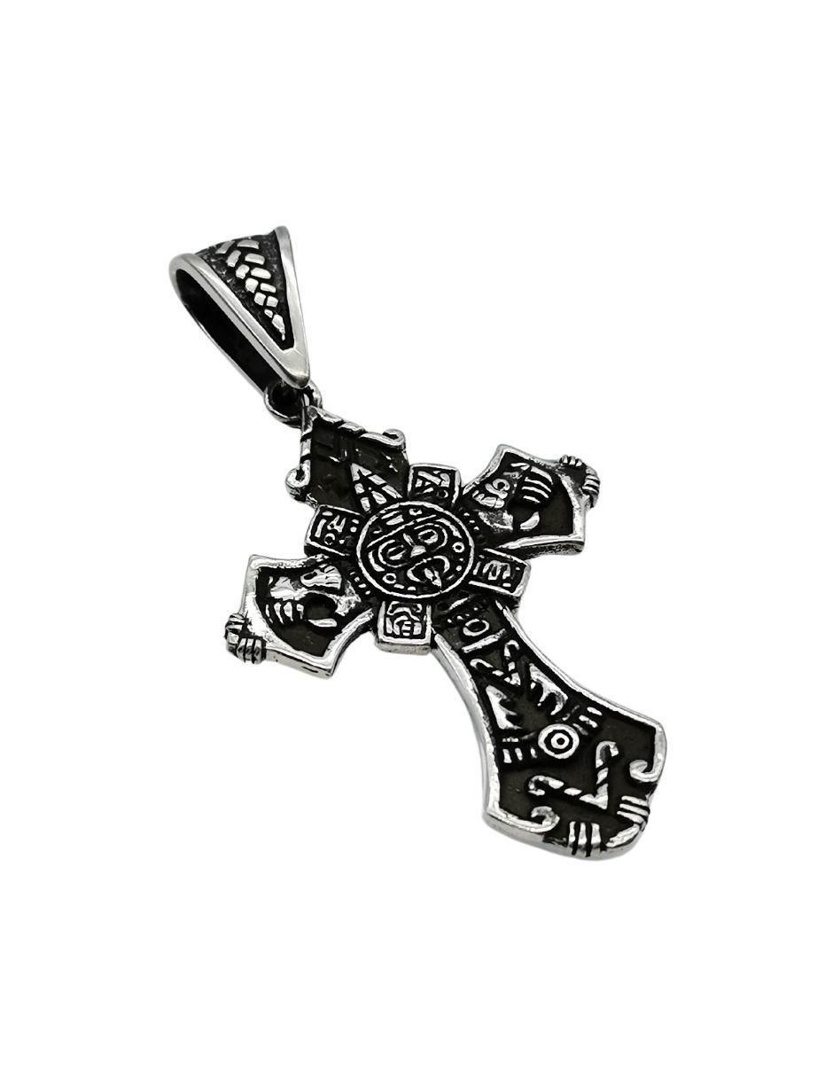 Dije de cruz prehispánico de plata P 925 3