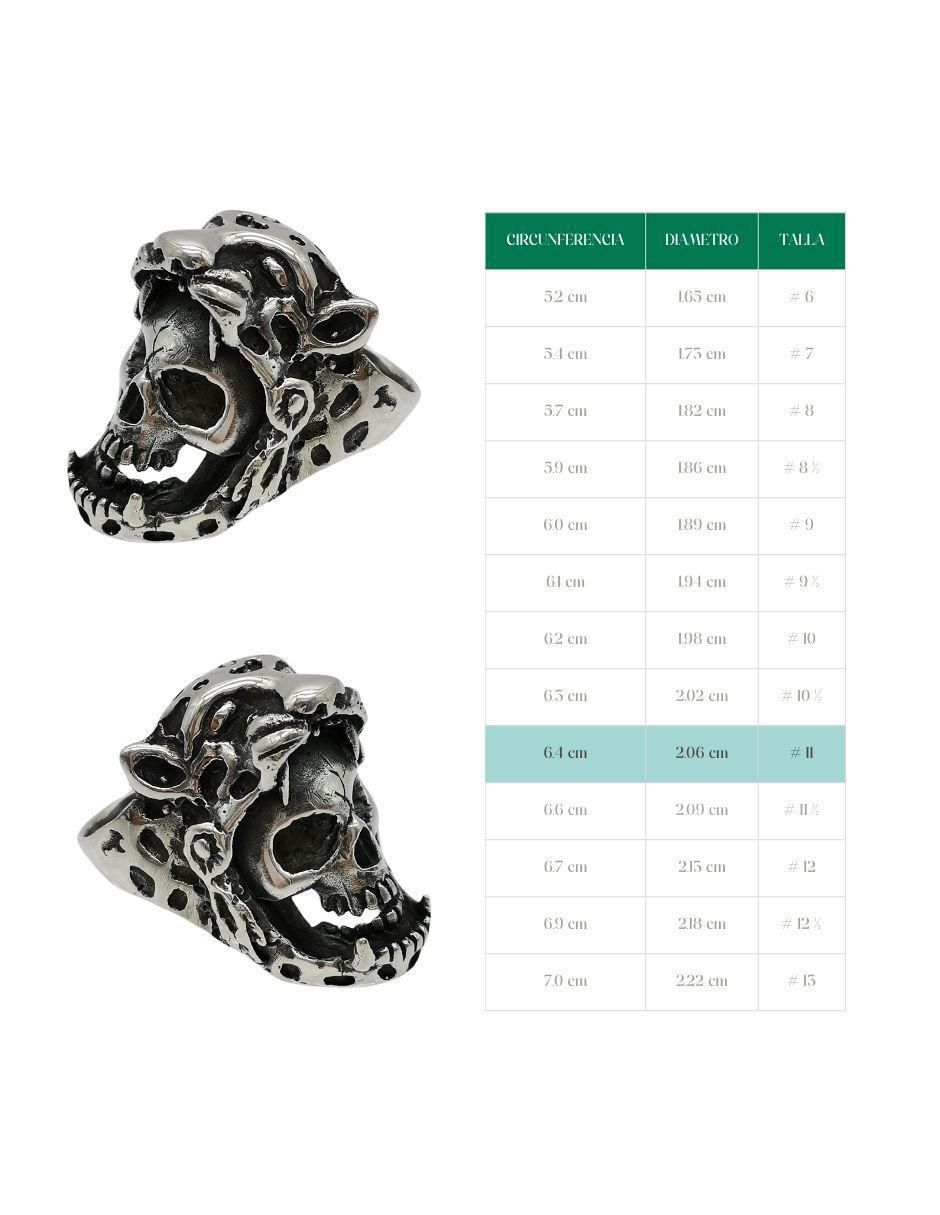 Anillo de cráneo Cráneo Jaguar P 925 de plata pulido 7