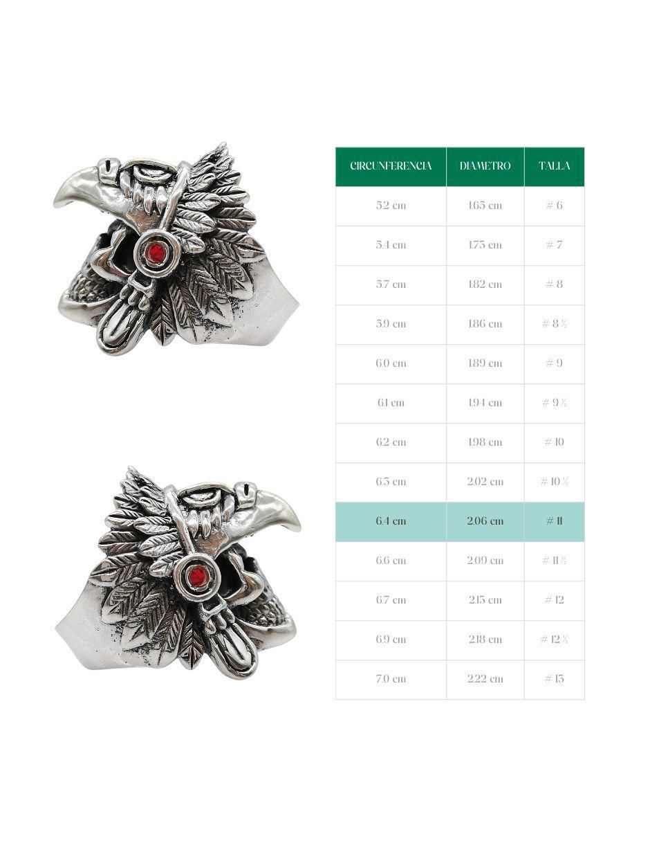 Anillo de cráneo Guerrero Águila P 925 de plata pulido 6