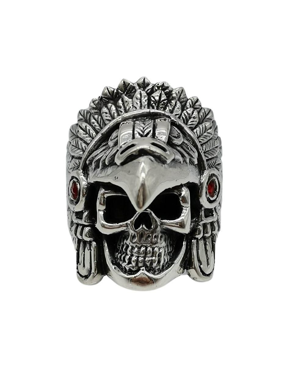 Anillo de cráneo Guerrero Águila P 925 de plata pulido
