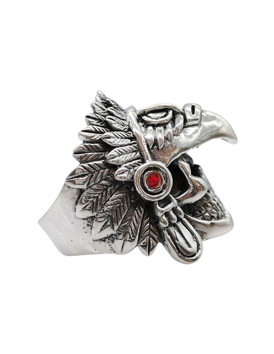 Anillo de cráneo Guerrero Águila P 925 de plata pulido 3